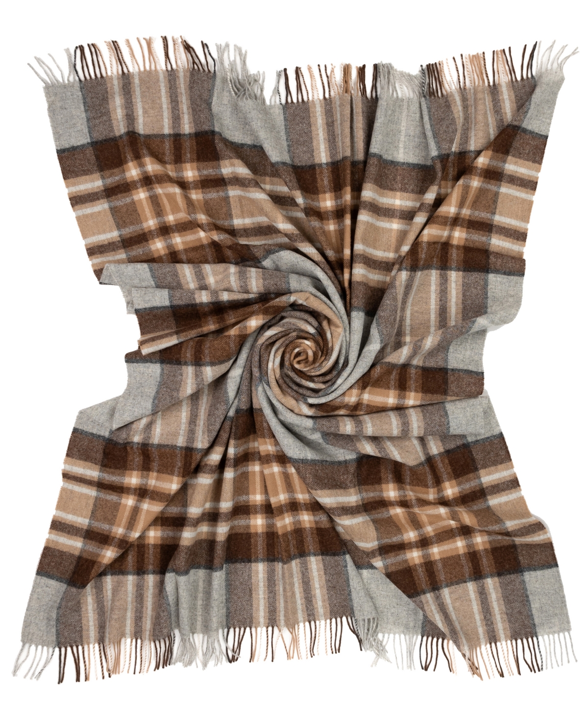Prince Of Scots Highland Tweeds Shetland Lambswool Throw, 55 " X 72" In Tan Grey
