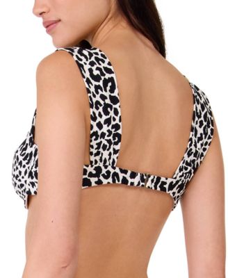 Women's Animal-Print Shirred Bikini Top
