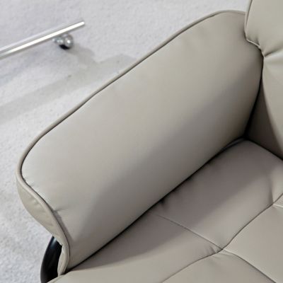 Recliner with Ottoman, Swivel Recliner Chair and Ottoman, Faux Leather Reclining Chair with High Back and Wood Frame for Living Room, Bedroom, Gray