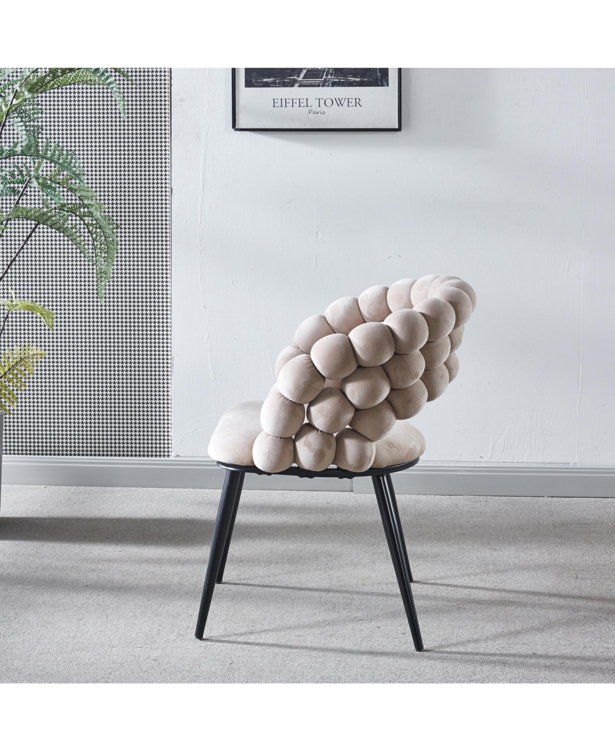 Streamdale Furniture white Modern chair(set of 2) with golden color iron tube legs, soft cushions and comfortable backrest, suitable for dining room