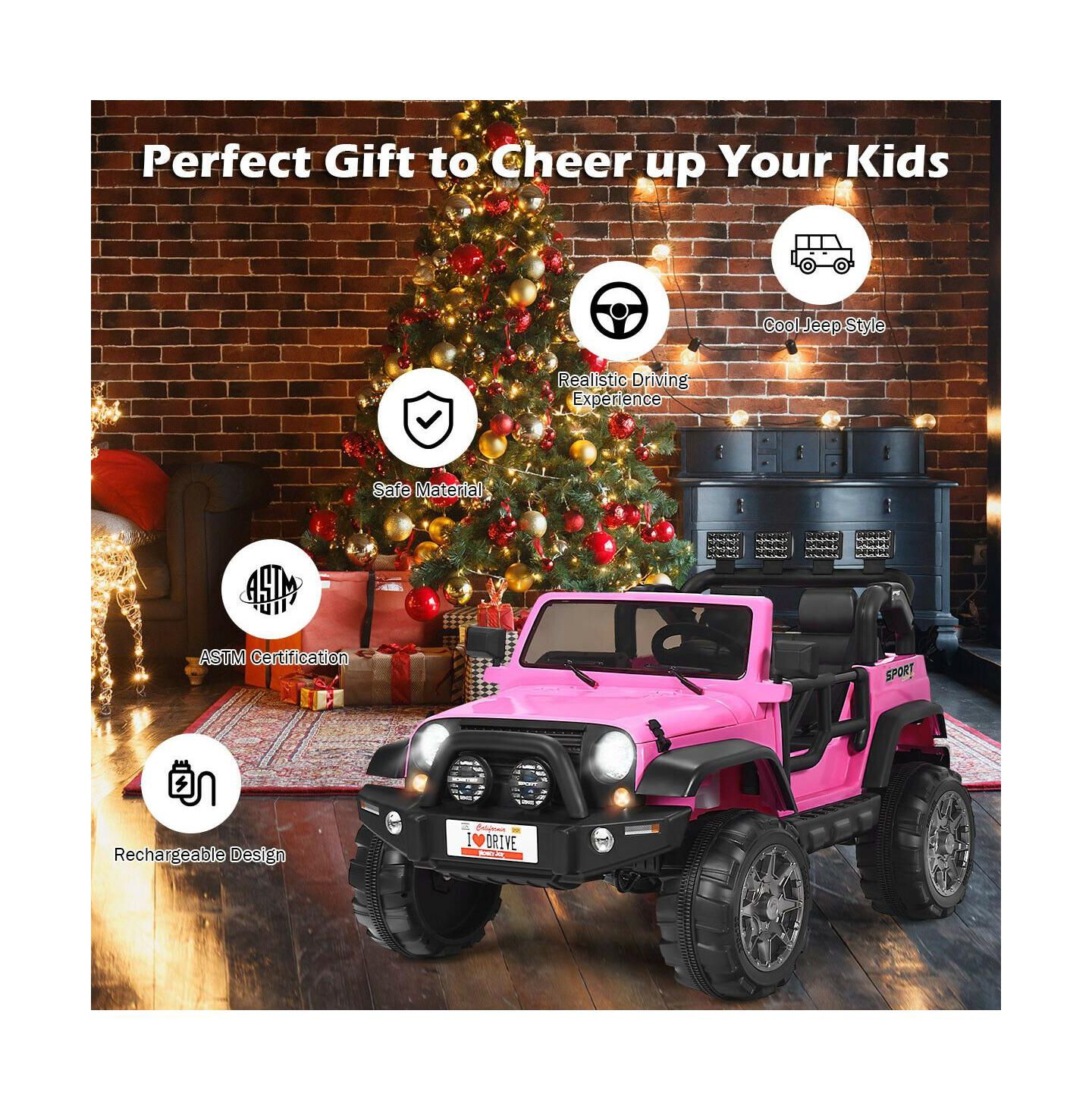 Детская игрушка HONGGE 12V 2-Seater Ride-On Truck with Remote Control, Up to 2 Riders, Ages 3+ — фото 10