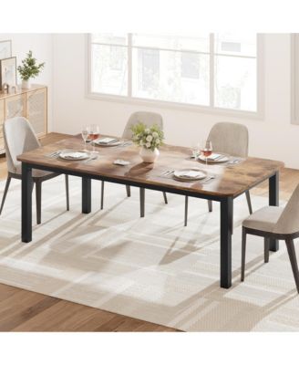 Industrial Dining Table for 68 People, 78.7" Long Kitchen Table, Wood Dining Table, Kitchen & Dining Room Table