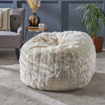 Amori Modern 3 Foot Faux Fur Bean Bag White Color