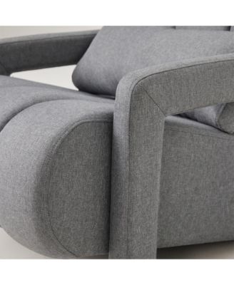 Linen Accent Chair with Pillow, Grey