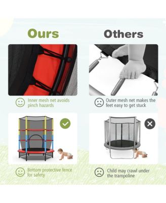 55'' Kids Trampoline Recreational Bounce Jumper W/Safety Enclosure Net Heavy-duty