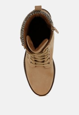 Womens Mahisha Knitted Collar Zip-Up Hiker Boots