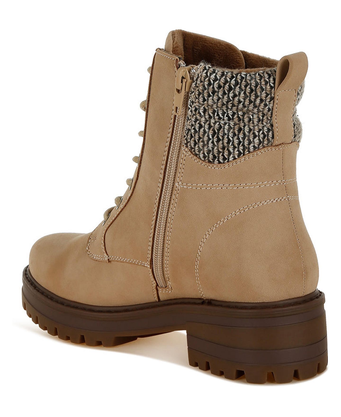 Женские ботинки London Rag Mahisha Knitted Collar Zip-Up Hiker, цвет: Бежевый — фото 3