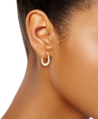 Textured Oval Hoop Earrings in 10k Two-Tone Gold