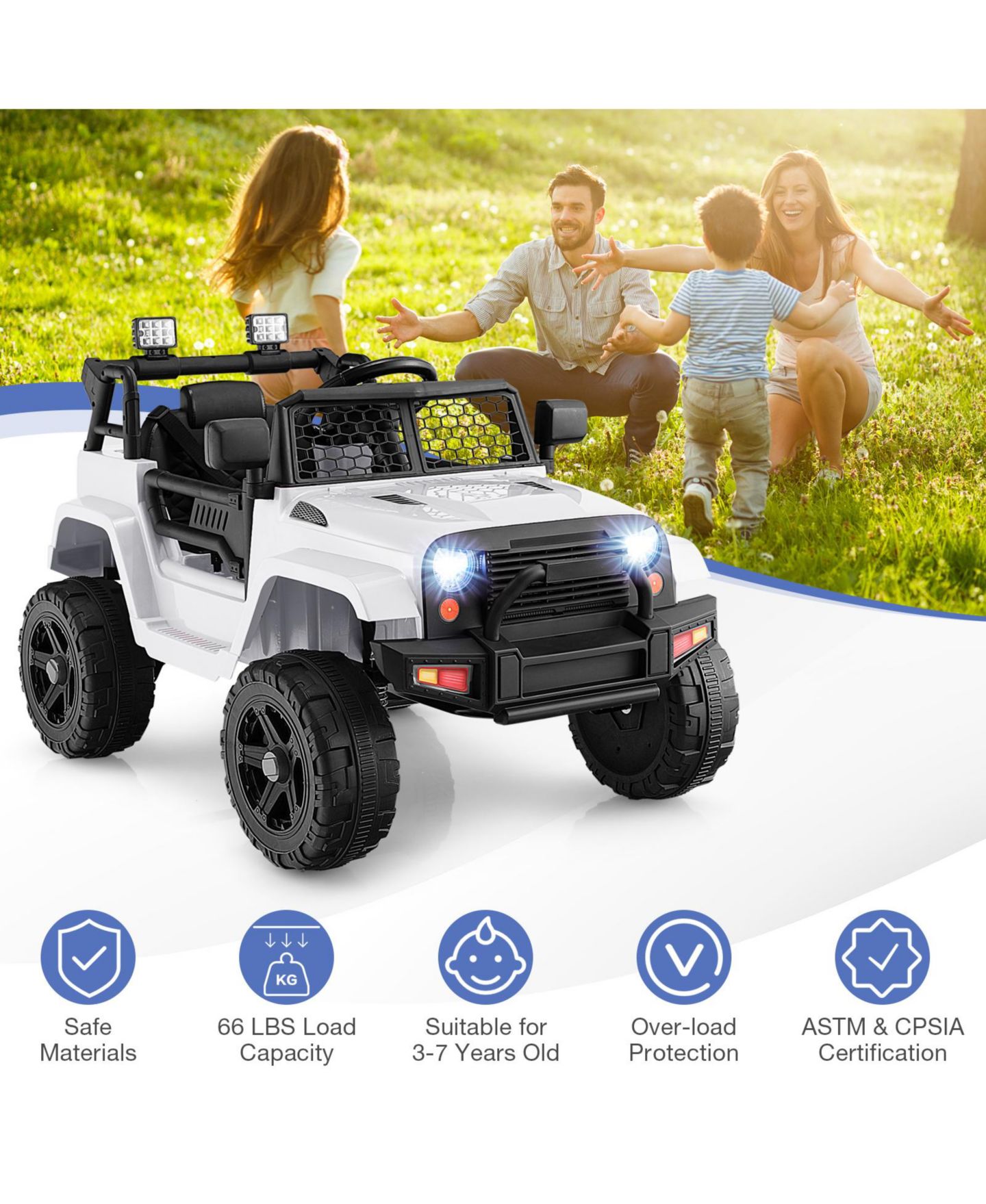 Детская игрушка HONGGE 12V Kids Ride On Truck With Remote Control and LED Headlights, Ages 3+ — фото 10