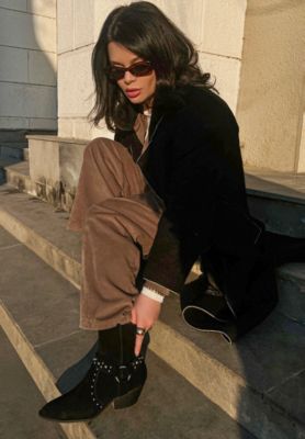 Womens Rodeo Studded Suede Ankle Boots