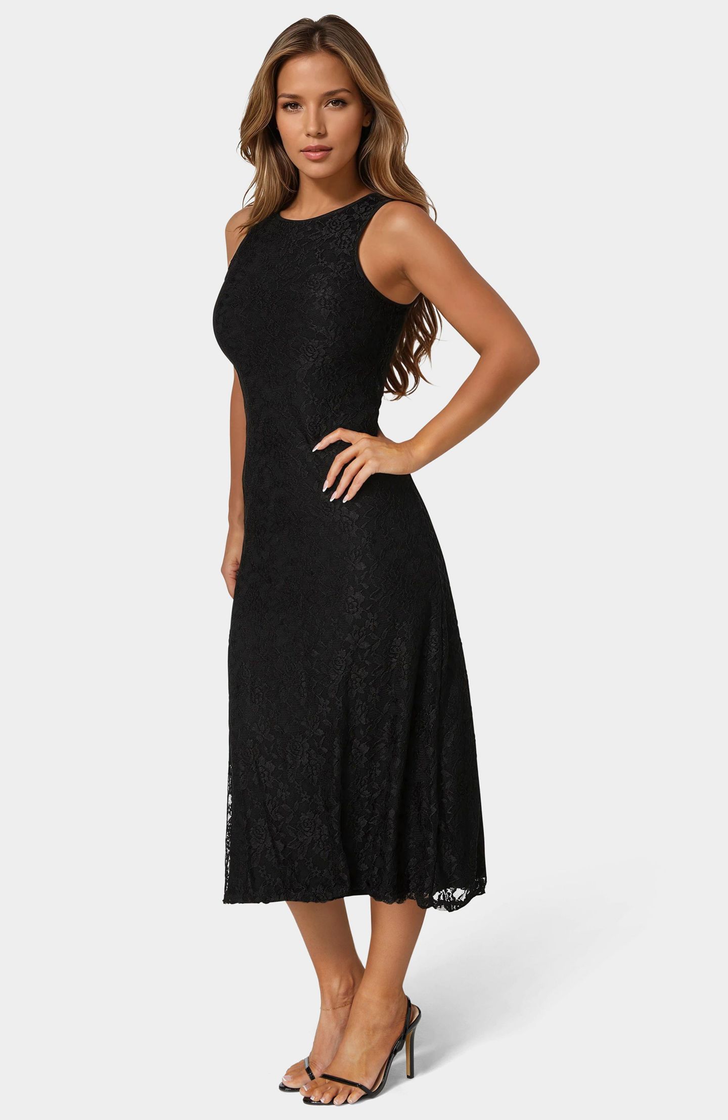 Женское платье Bebe Lace A-line Maxi, цвет: Чёрный — фото 4