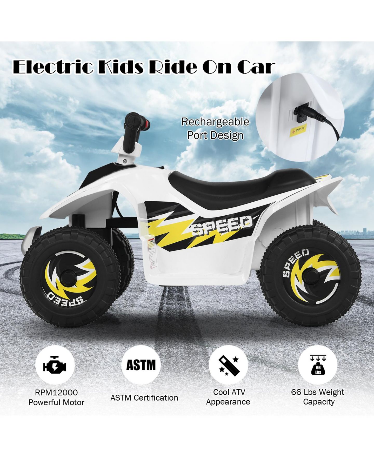 Детская игрушка HONGGE 6V Electric Four-Wheel Ride-On ATV, Ages 3+ — фото 6