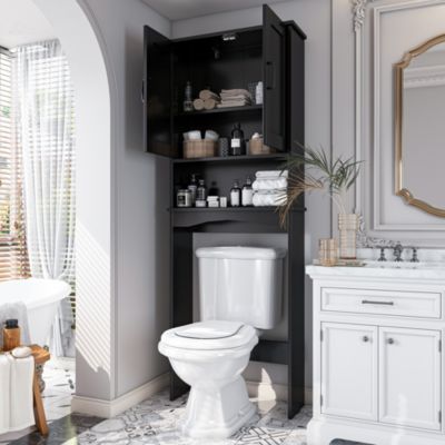 23.62 in. W x 65.39 in. H x 8.27 in. D Over The Toilet Storage with Adjustable Shelves for Bathroom and Laundry