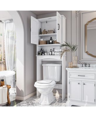 23.62 in. W x 65.39 in. H x 8.27 in. D Over The Toilet Storage with Adjustable Shelves for Bathroom and Laundry