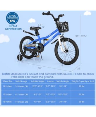 18 Feet Kids Bike with Removable Training Wheels-Navy
