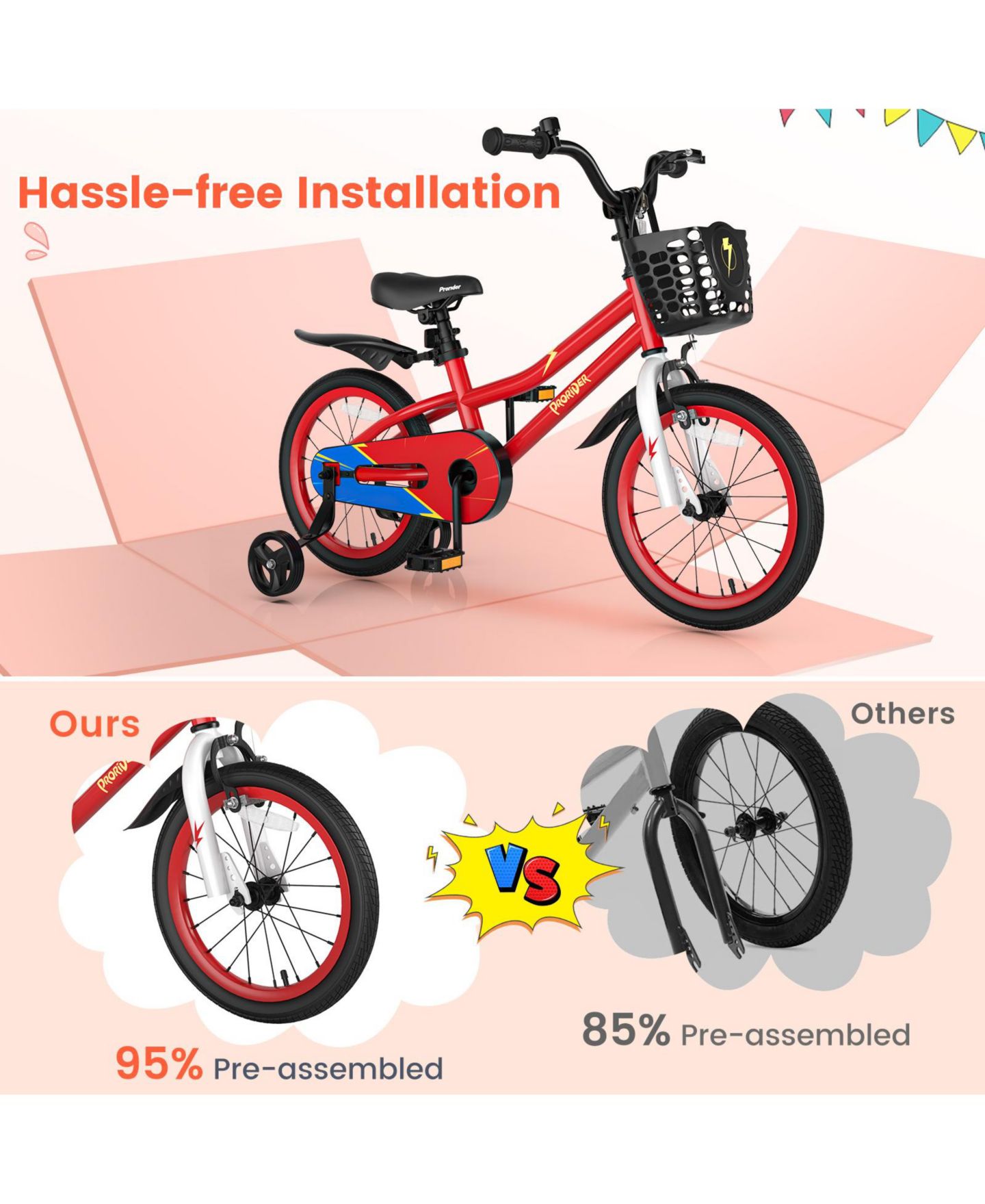 Детская игрушка SUGIFT 16 Inch Kids Bike with Removable Training Wheels-Red — фото 4