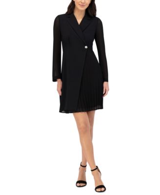 Vince Camuto Signature-Stretch Pleated-Chiffon Dress - Macy's