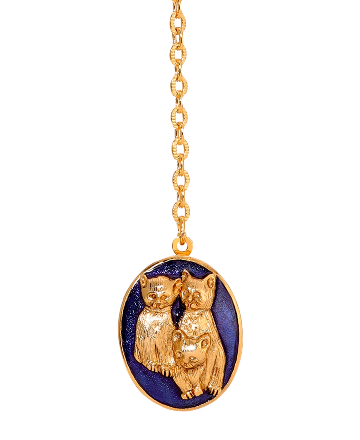 2028 ENAMEL DOUBLE CAT LOCKET NECKLACE 