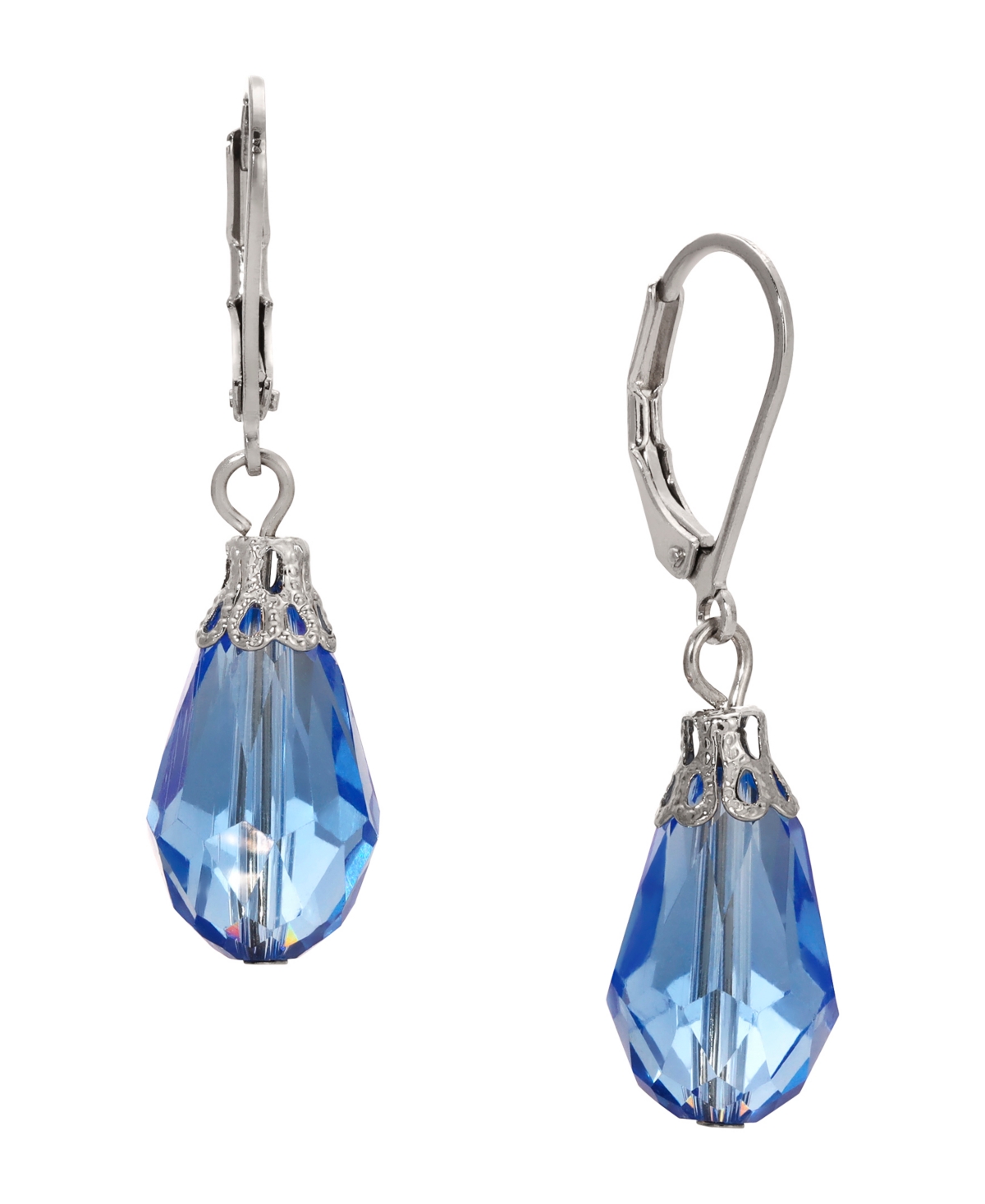 Shop 2028 Silver-tone Crystal Faceted Drop Earrings In Blue