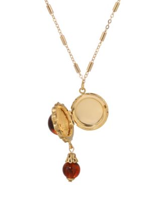Round Glass Stone Locket Necklace
