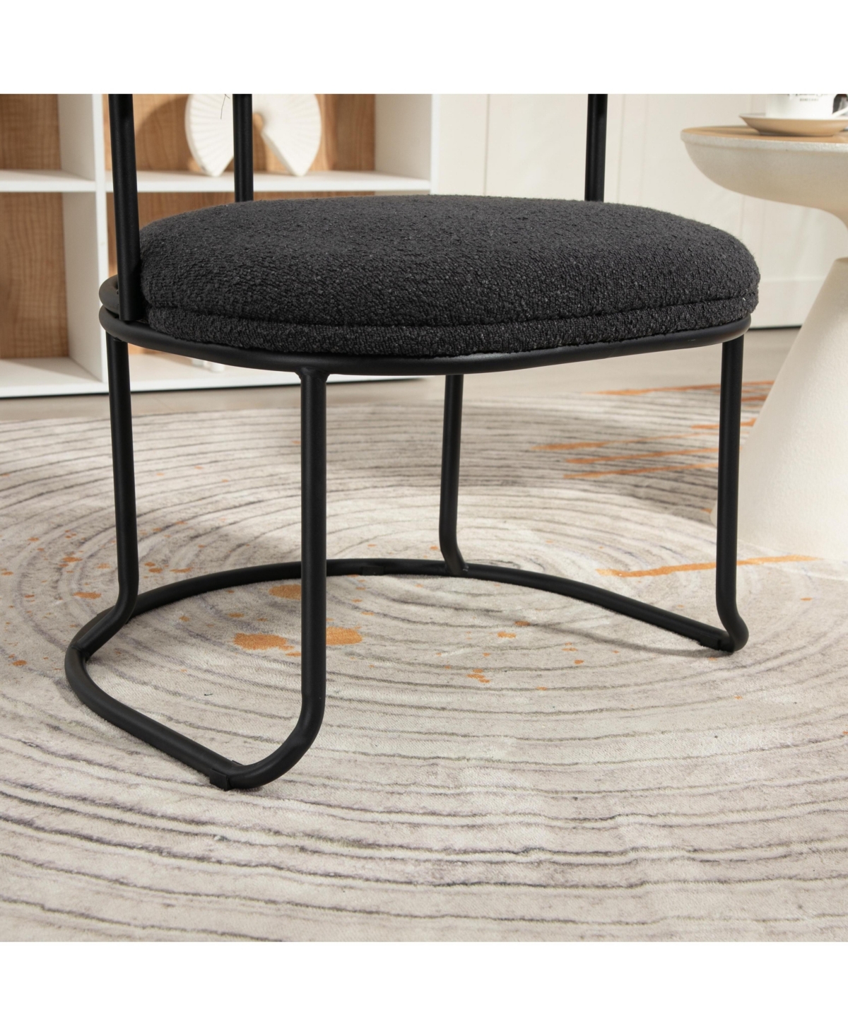 Streamdale Furniture Boucle Dining Chairs Set of 2, Mid-Century Modern Curved Backrest Chair, Round Upholstered Kitchen ChairsBoucle)