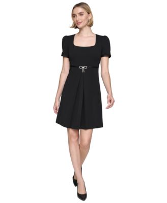 KARL LAGERFELD PARIS - Women's Rhinestone-Bow Square-Neck Dress