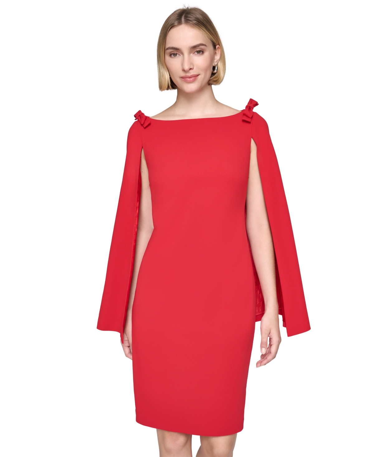 Karl Lagerfeld Paris Women's Bow-Shoulder Cape Dress
