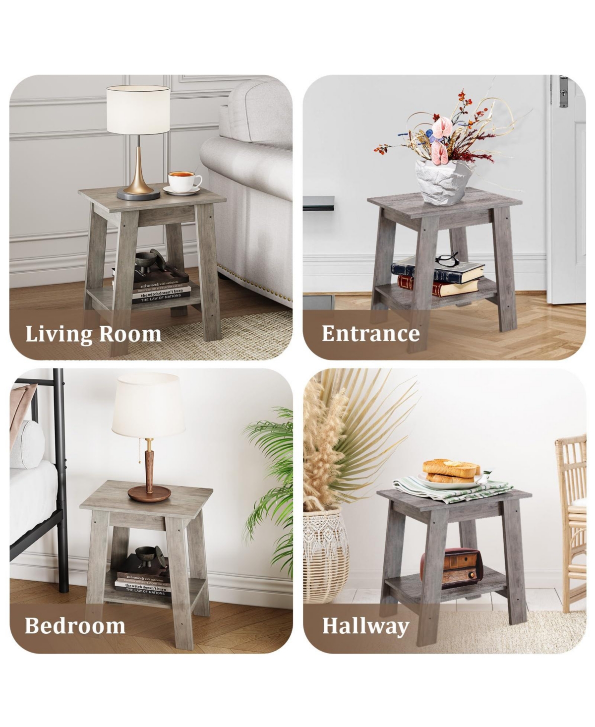 gaomon Side Table, End Table, Nightstand, 2-Tier Storage Shelf, Entryway Table, Sofa Table