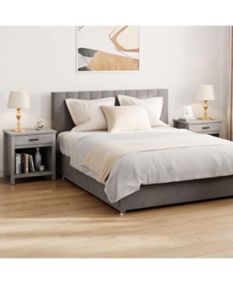 Farmhouse Square Nightstand, Bedside Table End Table for Bedroom Nursery Living Room, End Table with Storage Drawer