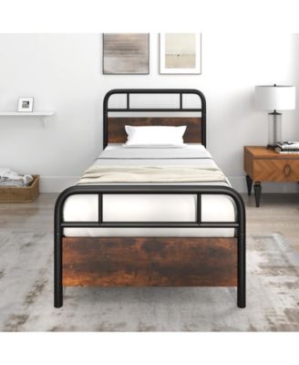 Twin Size Bed Frame with Industrial Headboard