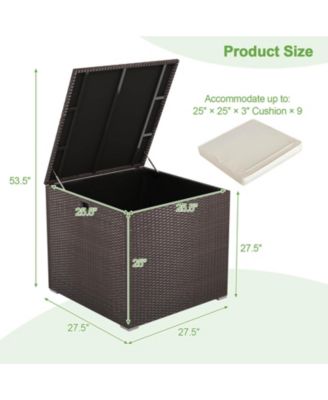 72 Gallon Rattan Outdoor Storage Box with Zippered Liner and Solid Pneumatic Rod
