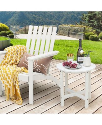 18 Inch Round Weather-Resistant Adirondack Side Table-White