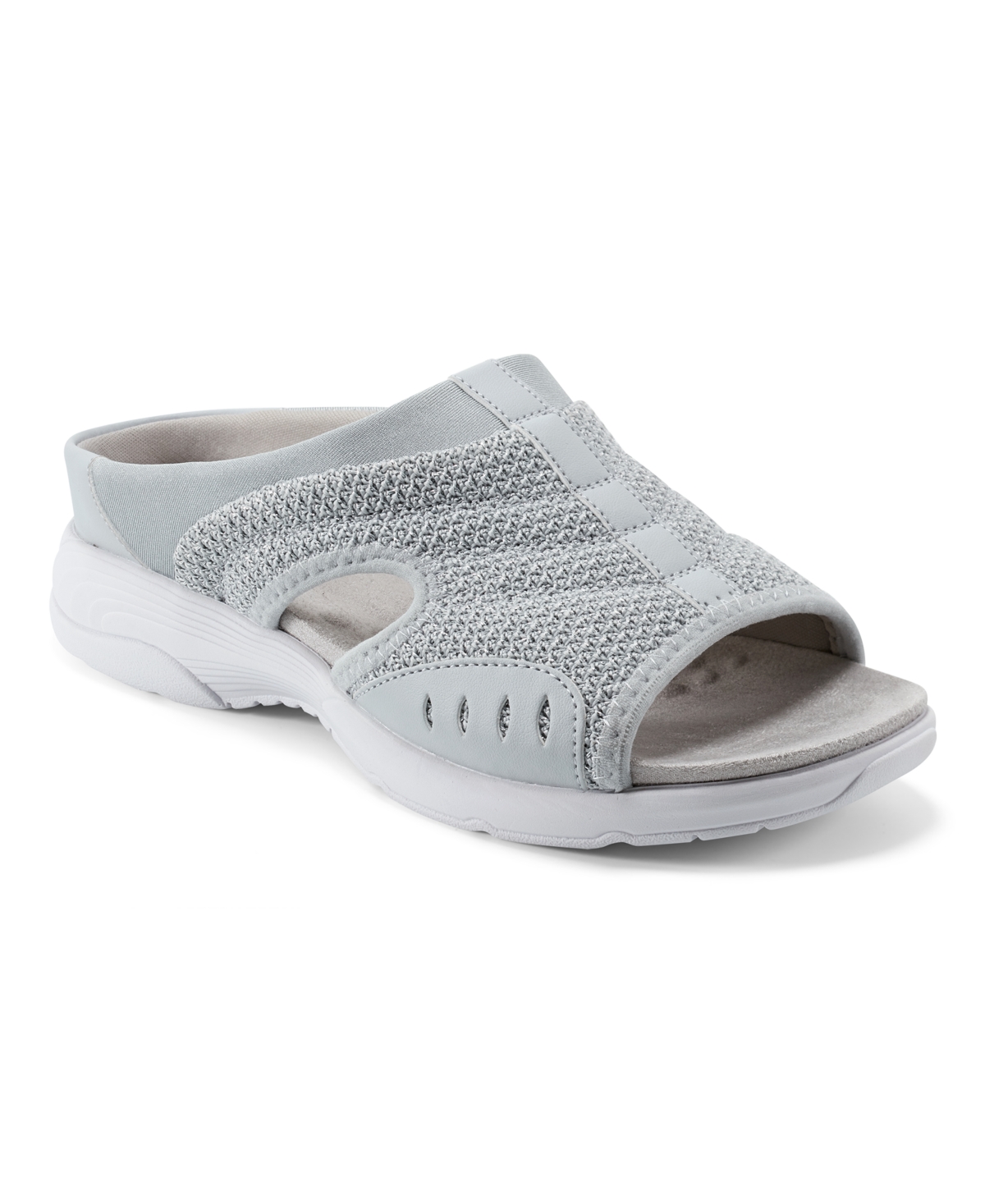 Easy Spirit Women's Traciee Lightweight Flat Easy-on Sandals In Grey,silver Knit