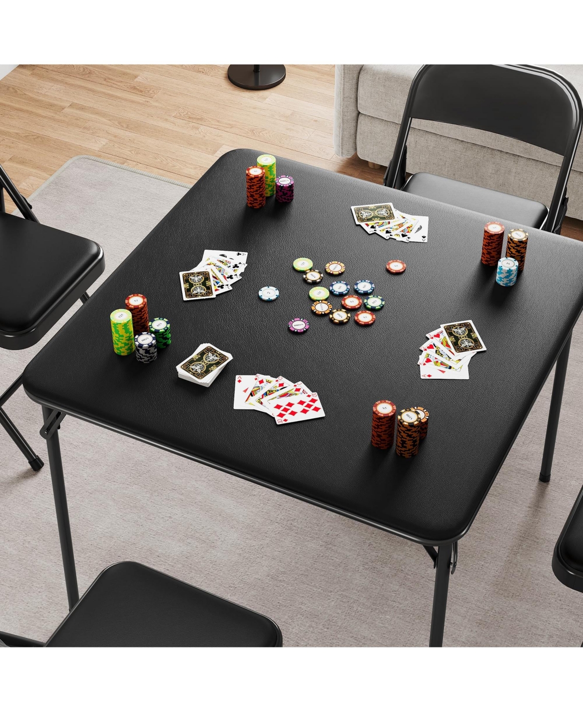 gaomon Folding Table, 33.6 Inch Folding Card Table, Portable Square Folding Table with Pu Soft Cushion