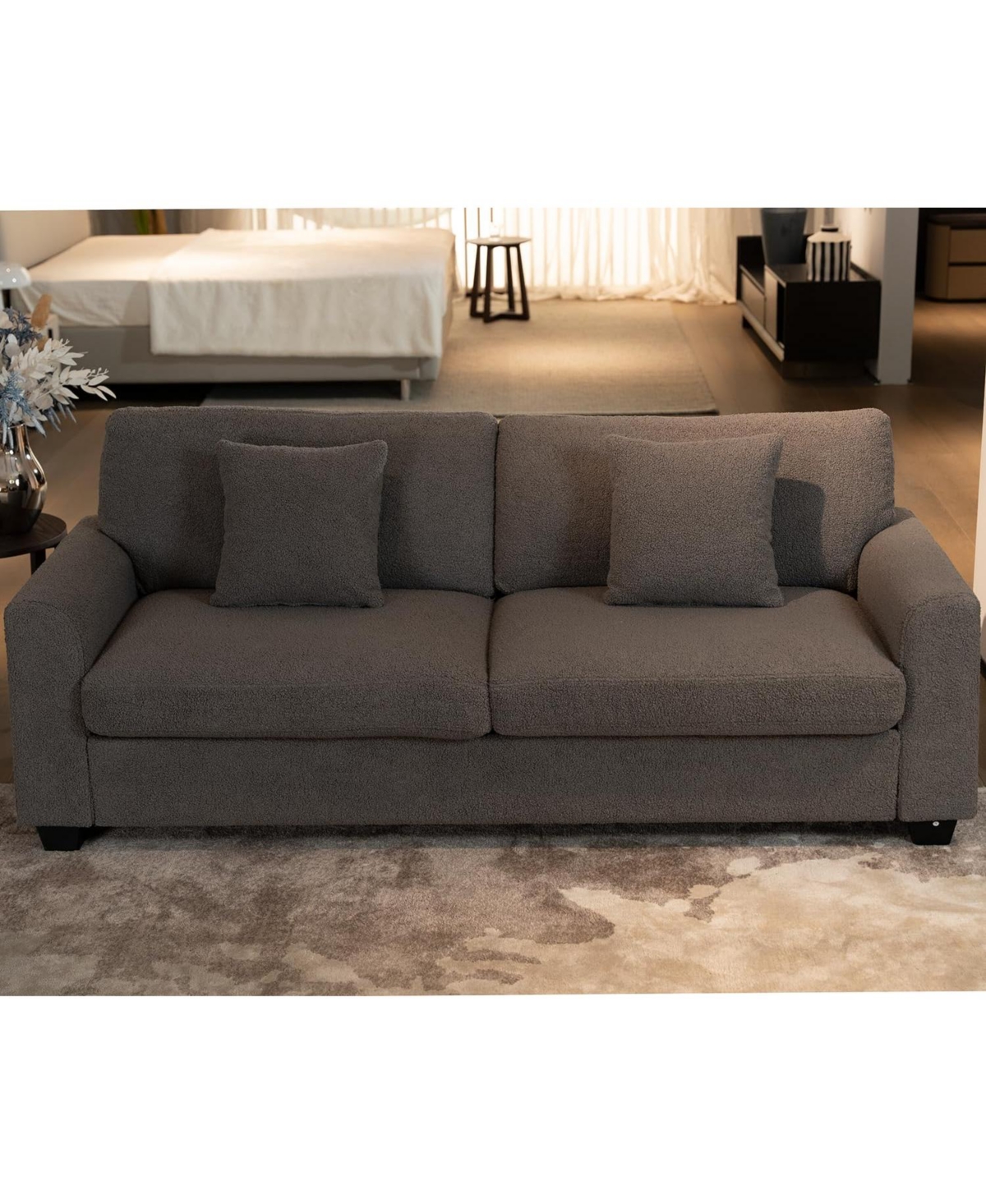 gaomon 83" Loveseat Sofa for Living Room, Modern Simple Teddy Couch with Wide Armrest