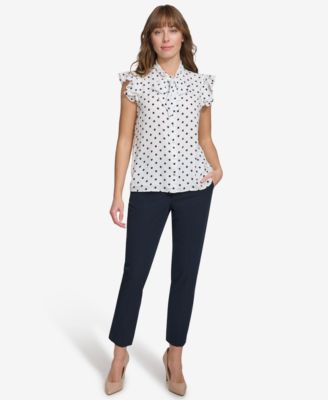 Women's Ruffle-Sleeve Bow Blouse