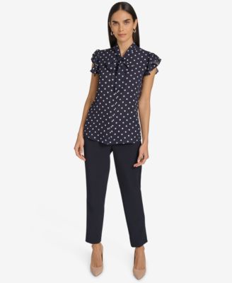 Women's Ruffle-Sleeve Bow Blouse