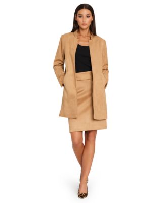 Tahari ASL - Women's Faux Suede Stand Collar Jacket