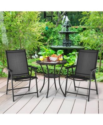 Set of 2 Outdoor Patio Folding Chair with Ergonomic Armrests-Black