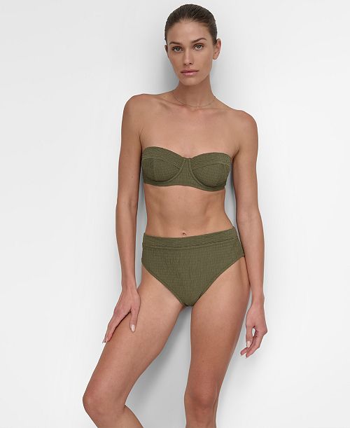 alfani DKNY Women's Textured Molded Balconette Bikini Top & High-Waist Bottoms Women's Fashion Shoes & Accessories