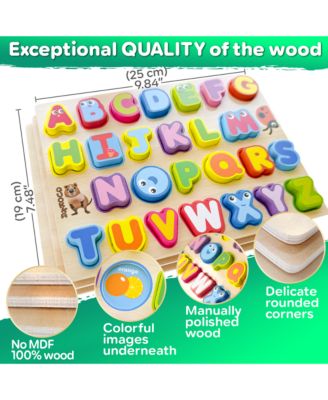 3xSET Chunky Wooden Puzzles for Toddlers 1-3 - Numbers Alphabet Shapes