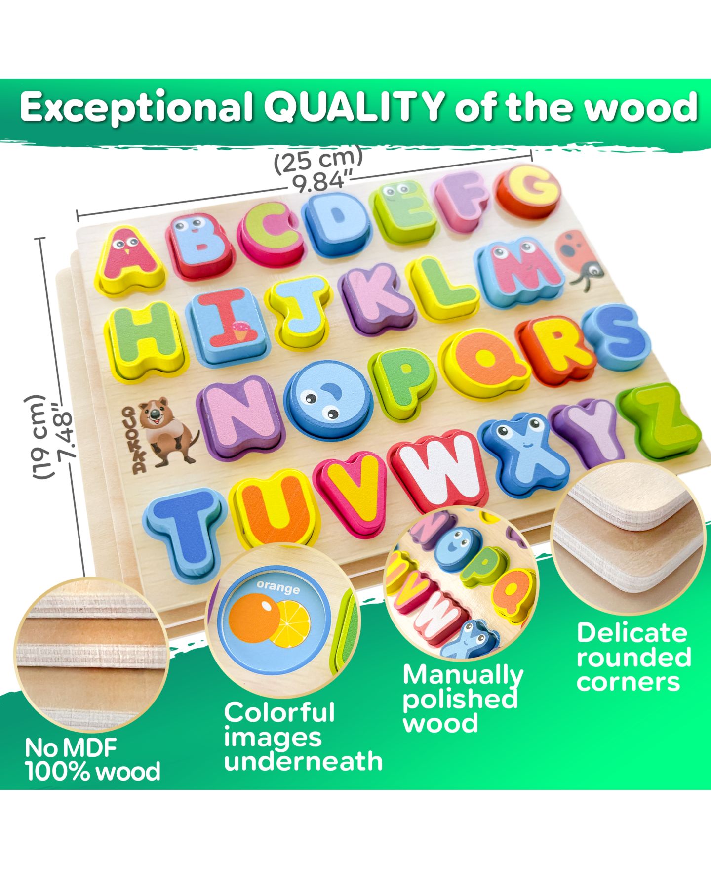Детские пазлы Quokka Chunky Wooden Puzzles, 3-Piece Set, от 1 года, цвет: Assorted Pre-Pack (See Table 9 — фото 3
