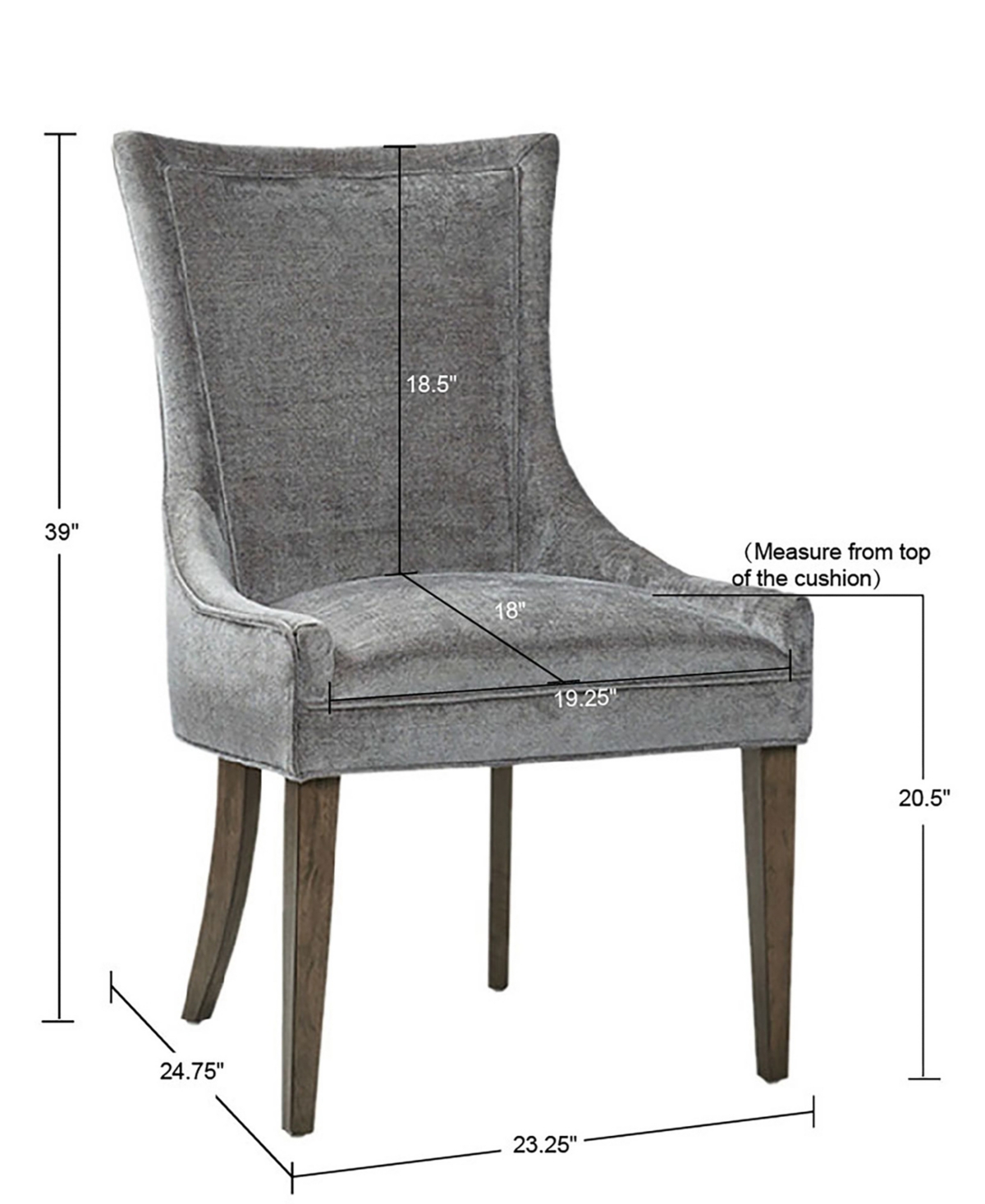 Madison Park Signature Ultra Traditional Fabric Upholstered Swoop Back Dining Side Chair, Set of 2