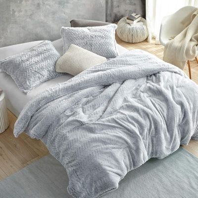 Peak of Cozy - Oversized Comforter Set - Chevron Frosted Gray , Queen