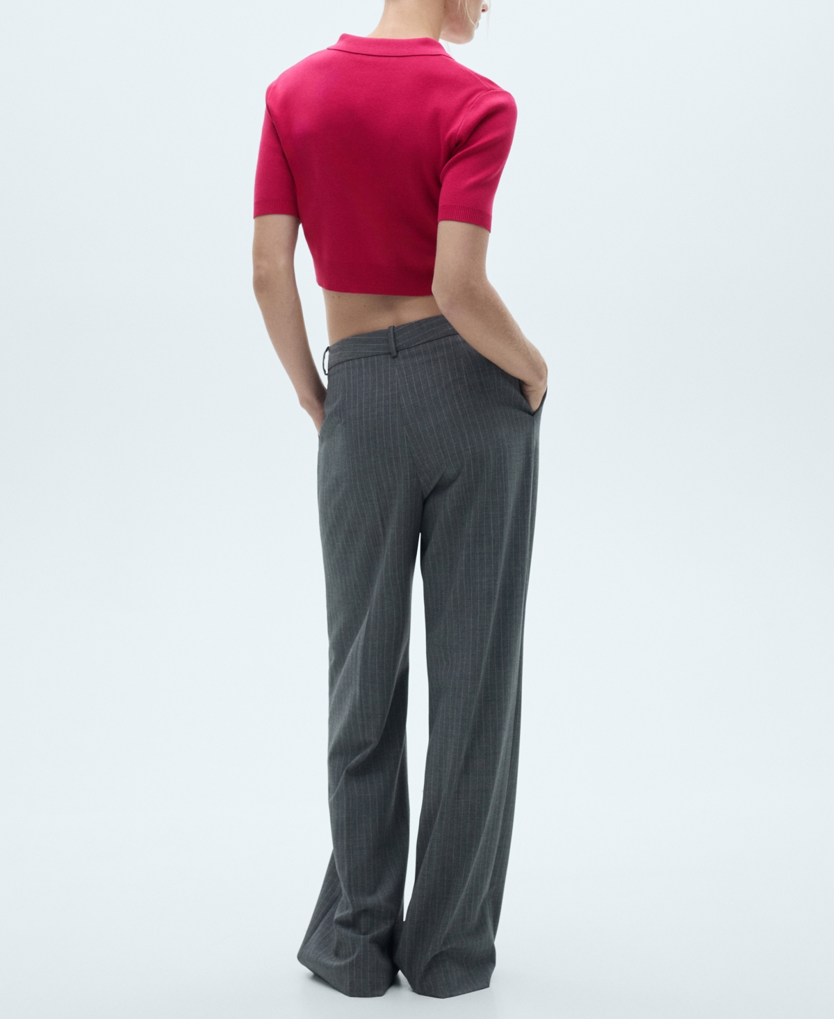 Mango Women's Cropped Knitted Polo Shirt