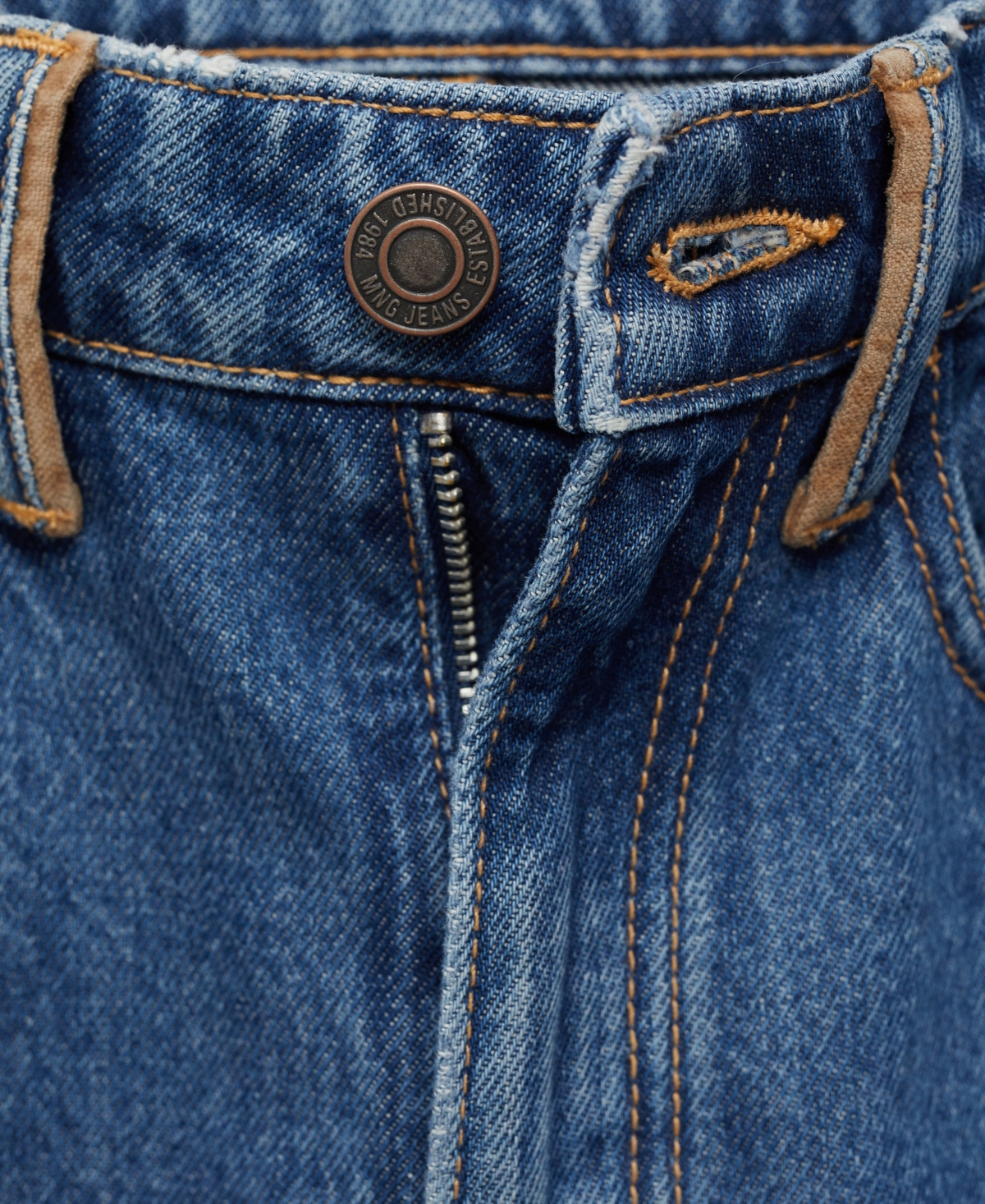 Shop Mango Women's Contrast Details Bannack Jeans In Dark Blue
