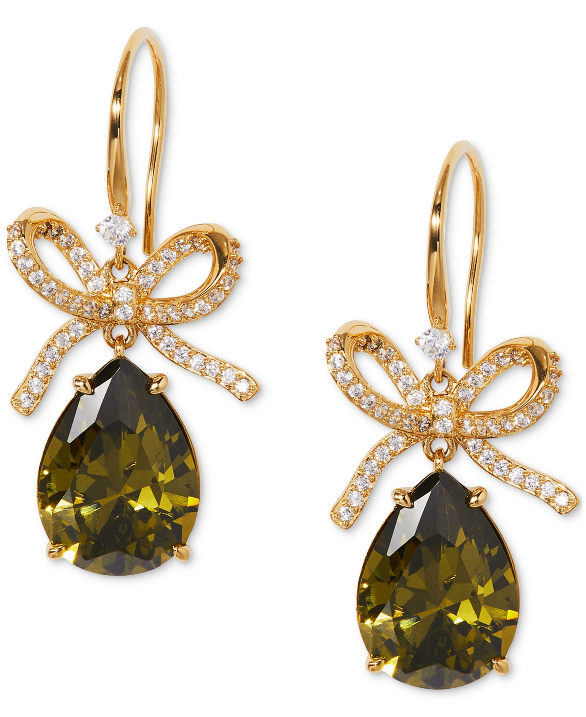 Eliot Danori Cubic Zirconia Bow Drop Earrings In Green