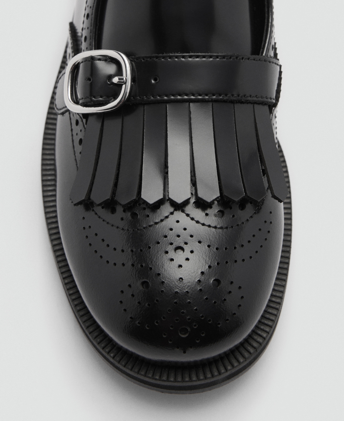 Shop Mango Women's Metallic Detail Leather Loafers In Black