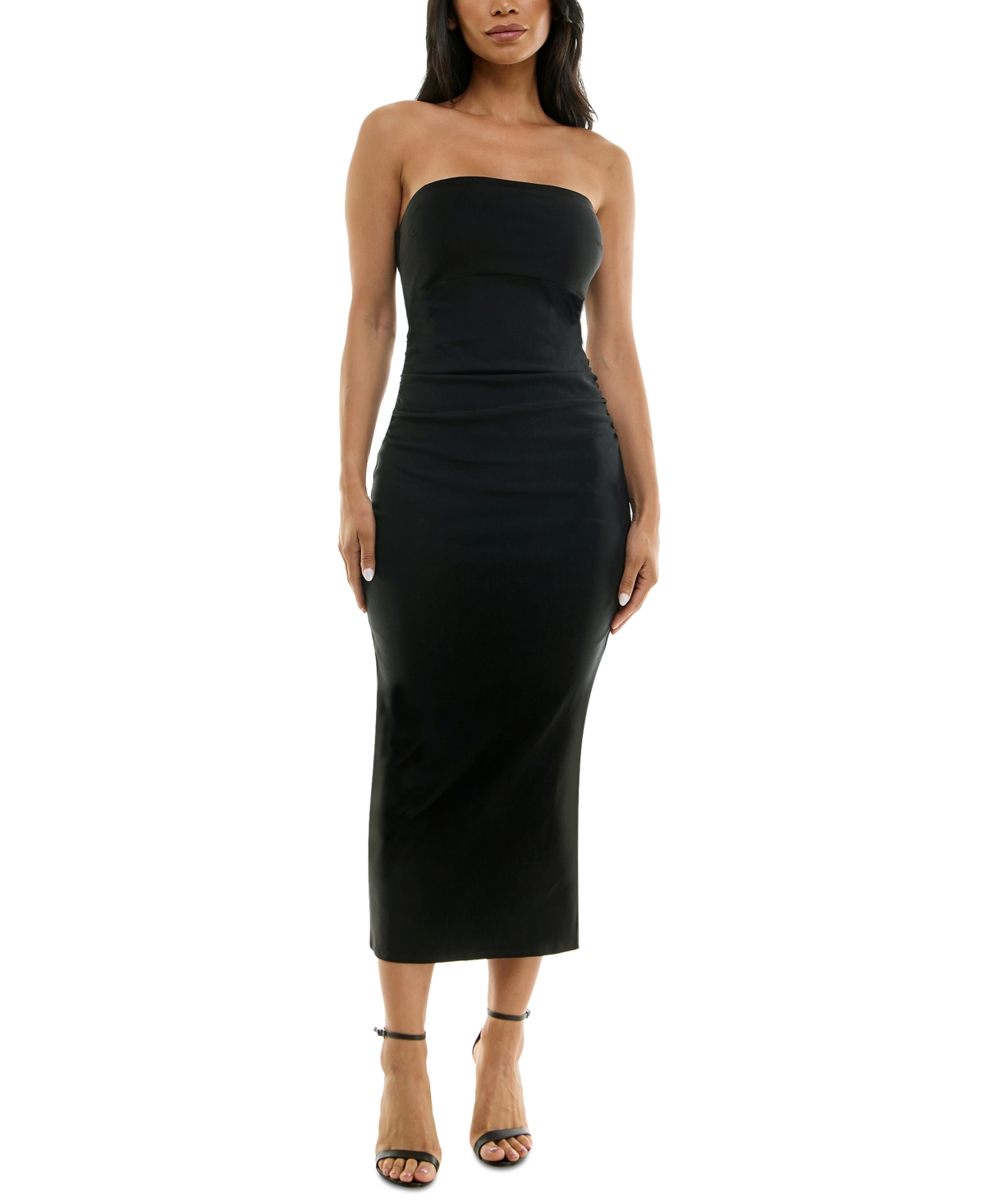 Juniors' Strapless Midi Bodycon Dress - Black