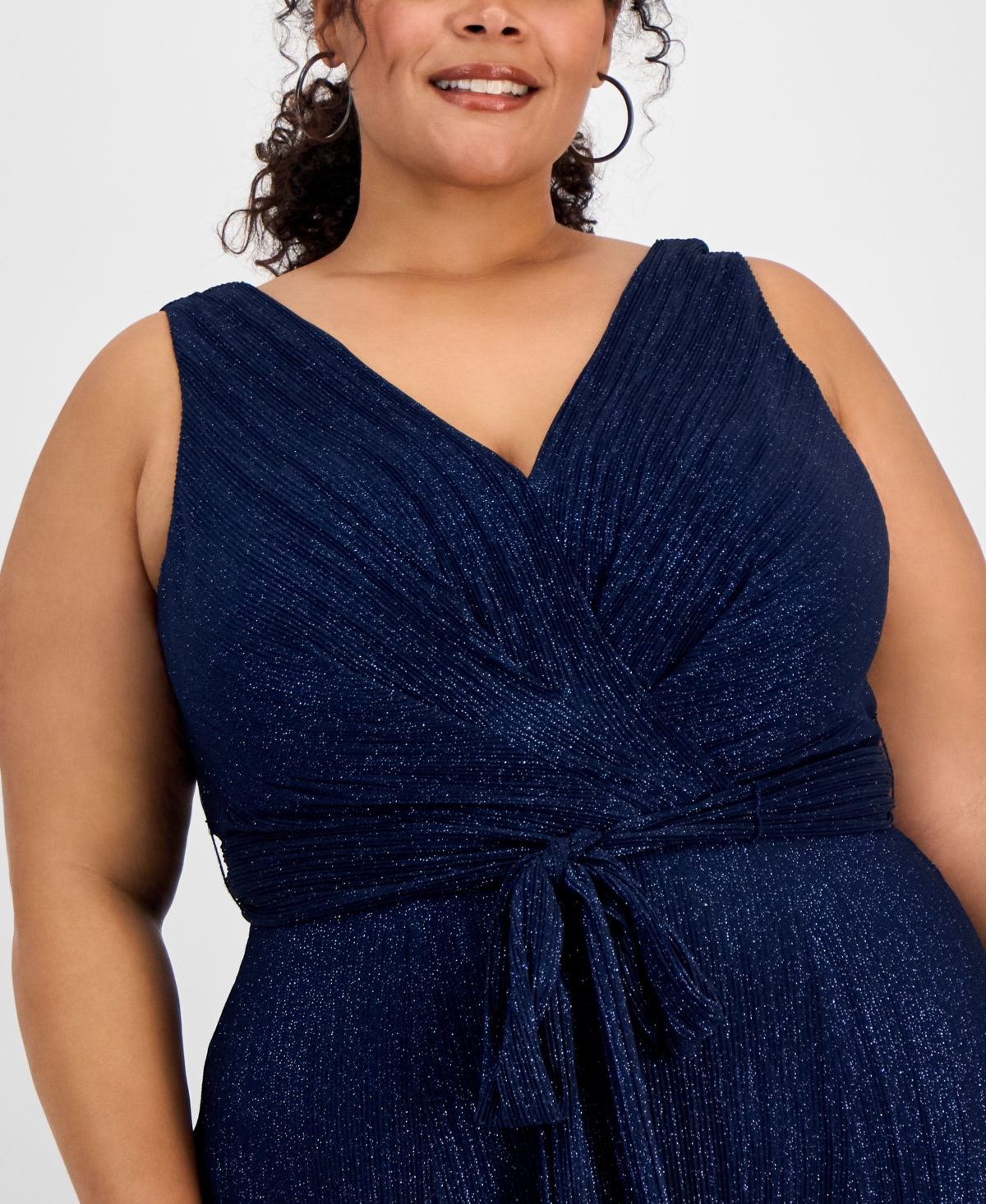 ALEX EVENINGS PLUS SIZE SLEEVELESS V-NECK A-LINE GOWN 